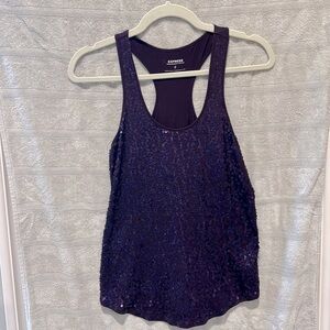 Deep, plum sequin express tank top
